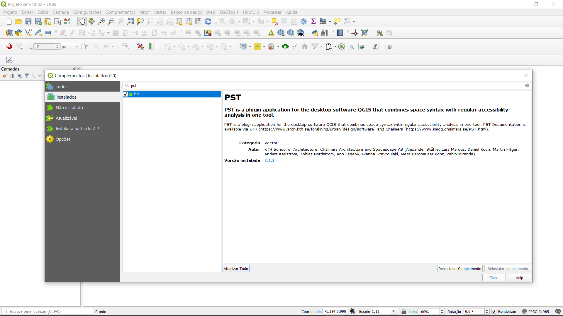 Place Syntax Tool para o QGIS 3
