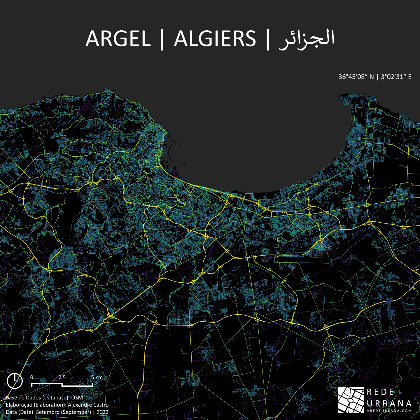 Mapa da Cidade de Argel, Argélia